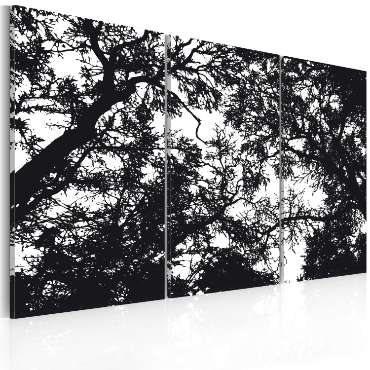 Canvas Look up - black and white tree branches with the sky in the background 56092 additionalImage 2