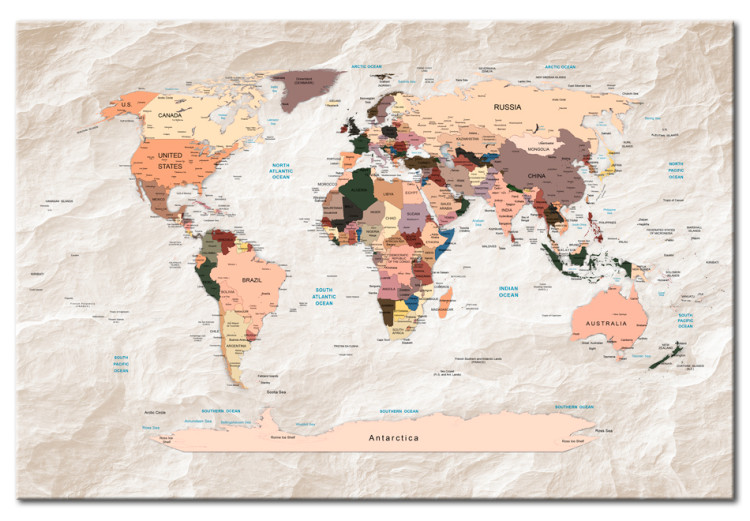 Canvas World Map: Stony Oceans 91892