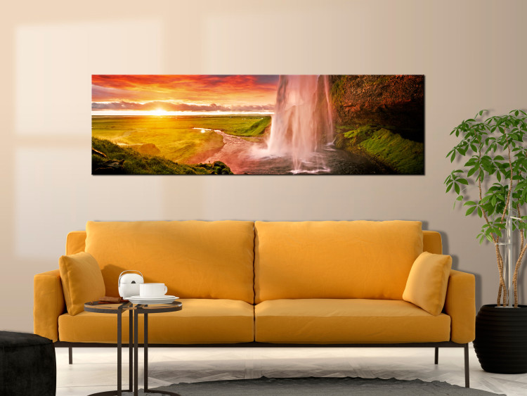 Canvas Summer in Iceland (1-piece) - Picturesque Mountain Landscape and Waterfall 106203 additionalImage 3
