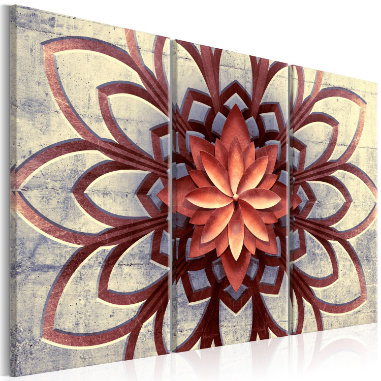 Canvas Print Windmill (3-part) - Abstract Mandala in Zen Motif on Concrete 108103 additionalImage 2