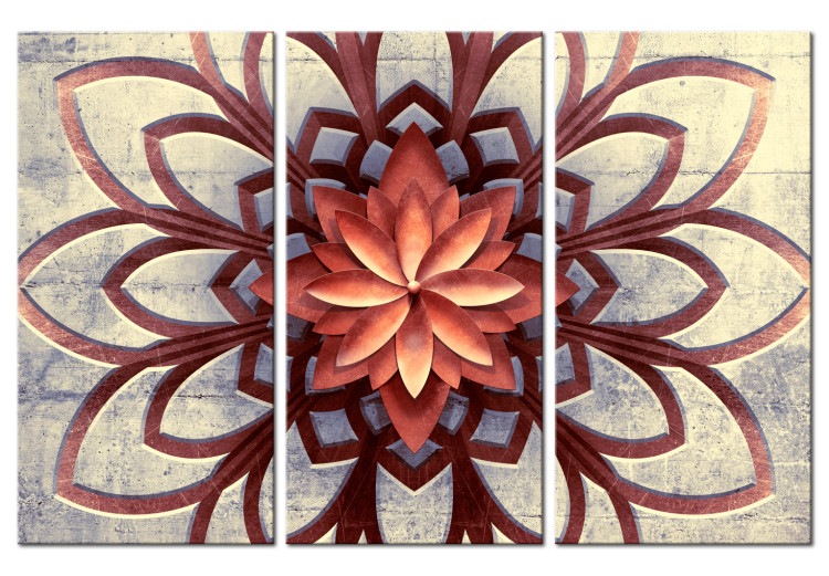 Canvas Print Windmill (3-part) - Abstract Mandala in Zen Motif on Concrete 108103