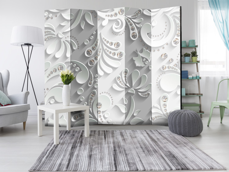 Folding Screen Flowers in Crystals II - plant patterns with crystals on a white texture 108403 additionalImage 2
