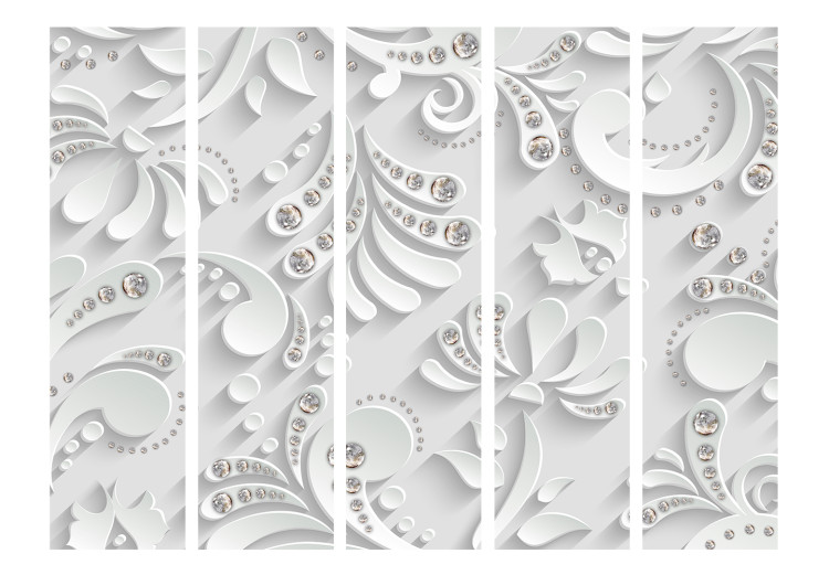 Folding Screen Flowers in Crystals II - plant patterns with crystals on a white texture 108403 additionalImage 3
