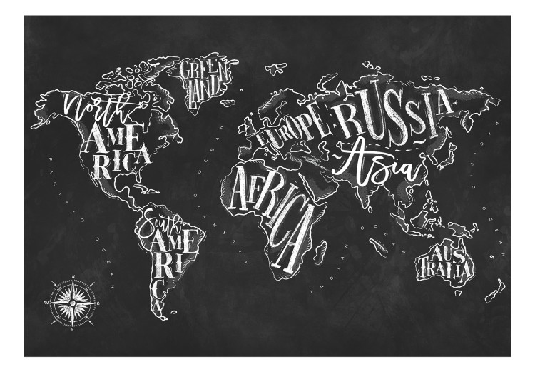 Photo Wallpaper Modern world map - black and white continents with English names 113803 additionalImage 1