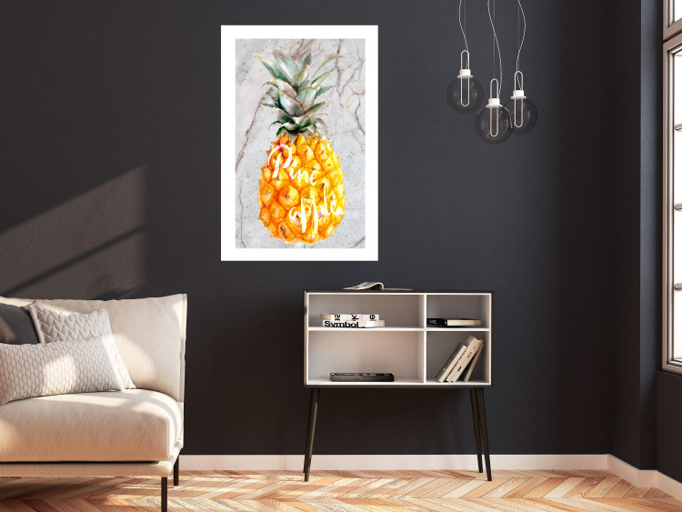 Poster Pineapple on Concrete - composition with a tropical fruit and white texts 114303 additionalImage 2