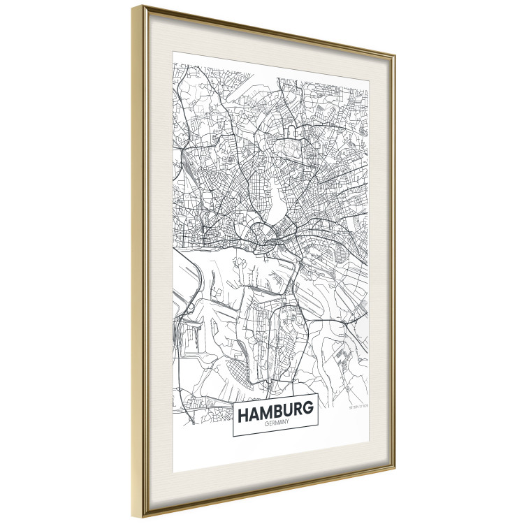 Wall Poster Hamburg Map - black and white map of the German city on a light background 114403 additionalImage 2