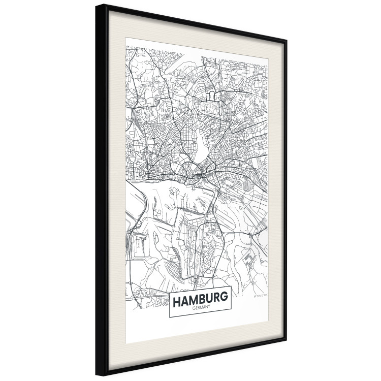 Wall Poster Hamburg Map - black and white map of the German city on a light background 114403 additionalImage 3