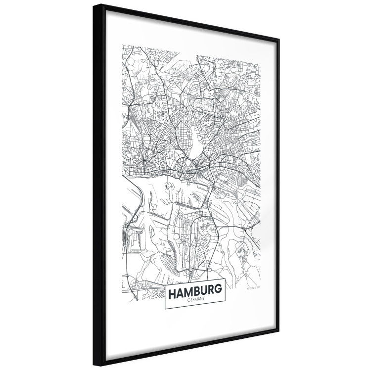 Wall Poster Hamburg Map - black and white map of the German city on a light background 114403 additionalImage 13