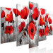 Canvas Print Nature in Art (5-part) - Painted Red Poppies on Gray Background 114503 additionalThumb 2