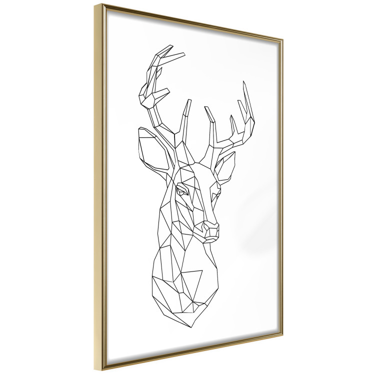 Wall Poster Geometric deer - black line art with a horned animal and white background 114803 additionalImage 14