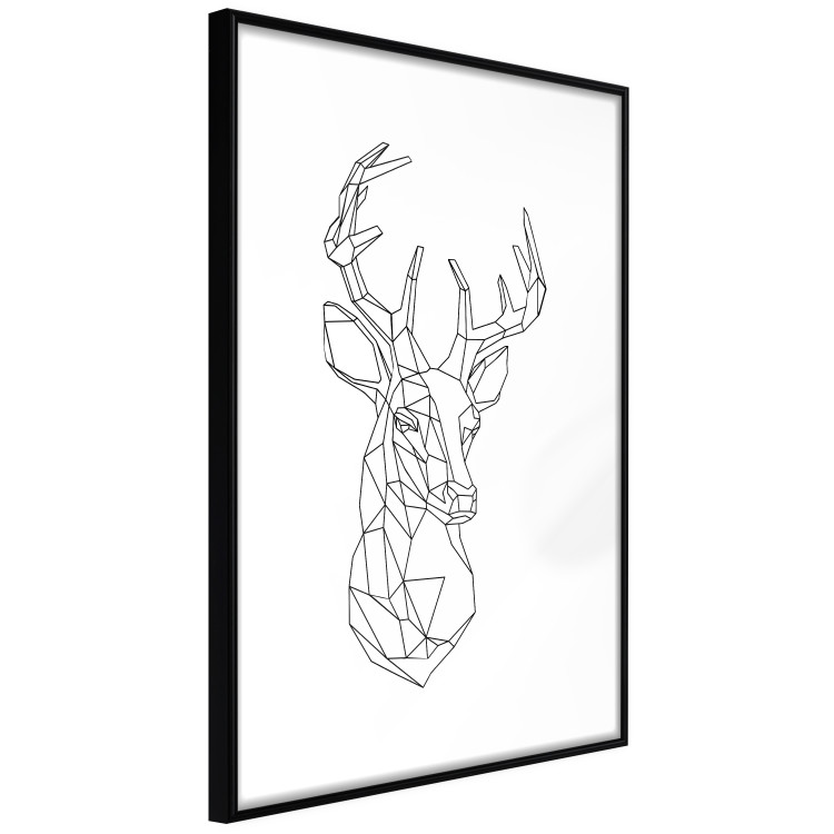 Wall Poster Geometric deer - black line art with a horned animal and white background 114803 additionalImage 13