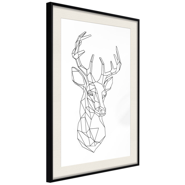 Wall Poster Geometric deer - black line art with a horned animal and white background 114803 additionalImage 3