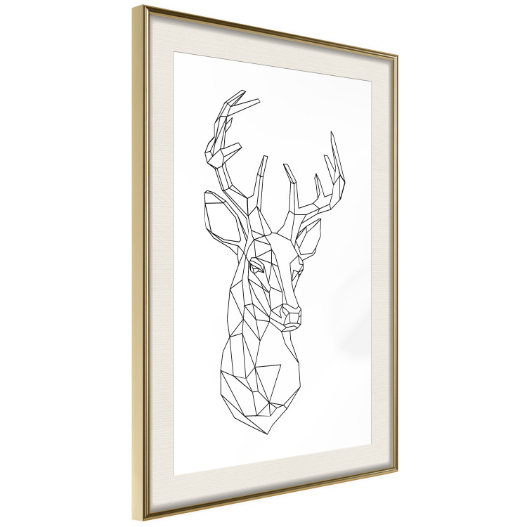 Wall Poster Geometric deer - black line art with a horned animal and white background 114803 additionalImage 2