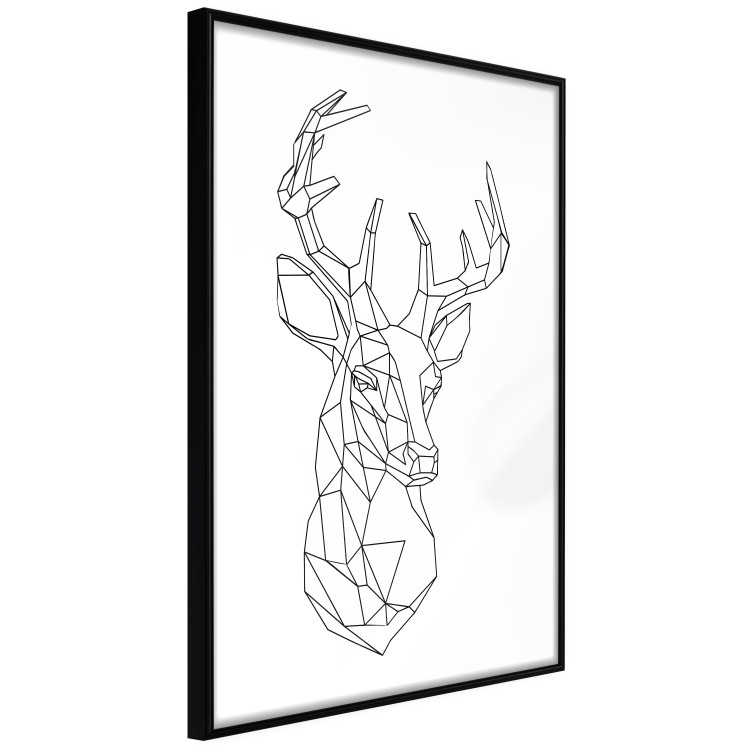 Wall Poster Geometric deer - black line art with a horned animal and white background 114803 additionalImage 12