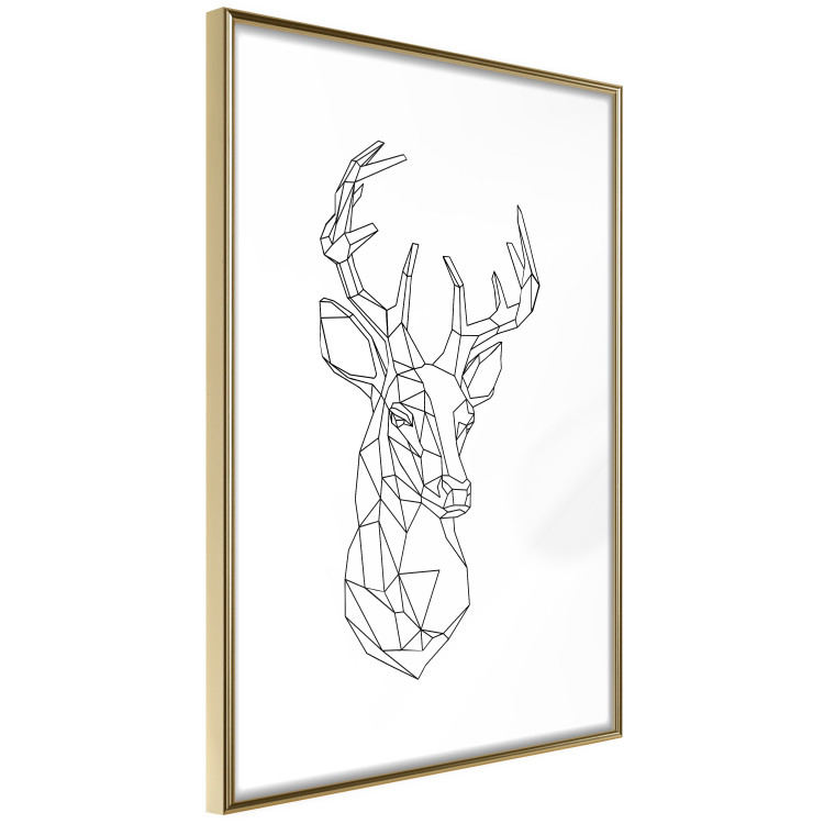 Wall Poster Geometric deer - black line art with a horned animal and white background 114803 additionalImage 8
