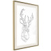 Wall Poster Geometric deer - black line art with a horned animal and white background 114803 additionalThumb 2