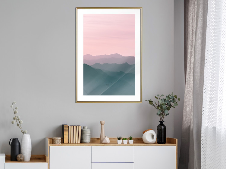 Wall Poster Sunrise Mountains - mountainous landscape against a pink sky backdrop 116703 additionalImage 13