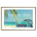 Poster Buenos días - blue retro car against a backdrop of palm trees and blue sky 116803 additionalThumb 16