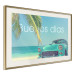 Poster Buenos días - blue retro car against a backdrop of palm trees and blue sky 116803 additionalThumb 2
