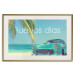Poster Buenos días - blue retro car against a backdrop of palm trees and blue sky 116803 additionalThumb 19