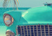 Poster Buenos días - blue retro car against a backdrop of palm trees and blue sky 116803 additionalThumb 10