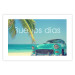 Poster Buenos días - blue retro car against a backdrop of palm trees and blue sky 116803 additionalThumb 25