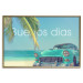 Poster Buenos días - blue retro car against a backdrop of palm trees and blue sky 116803 additionalThumb 20