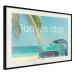 Poster Buenos días - blue retro car against a backdrop of palm trees and blue sky 116803 additionalThumb 3