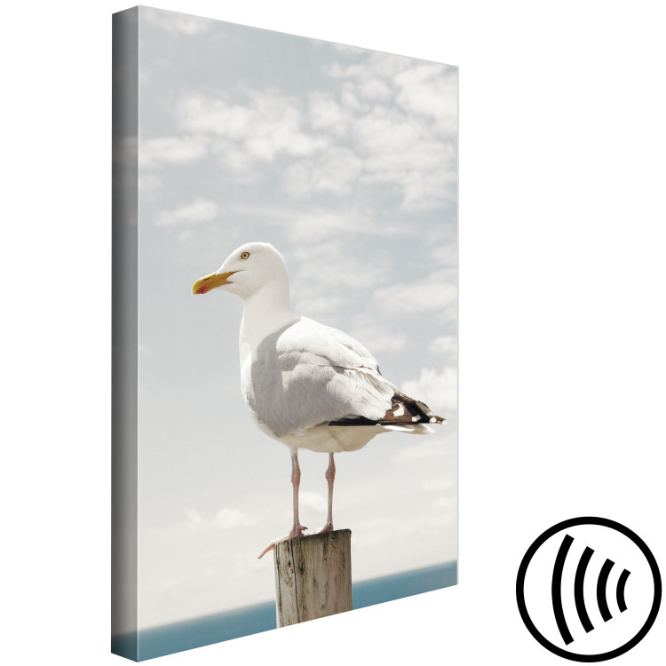 Canvas Art Print Watching Bird (1-part) - Seagull Against Sea and Cloudy Sky 117003 additionalImage 6