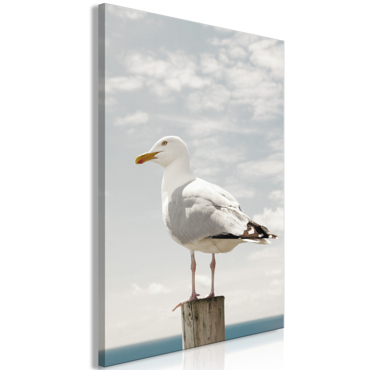 Canvas Art Print Watching Bird (1-part) - Seagull Against Sea and Cloudy Sky 117003 additionalImage 2