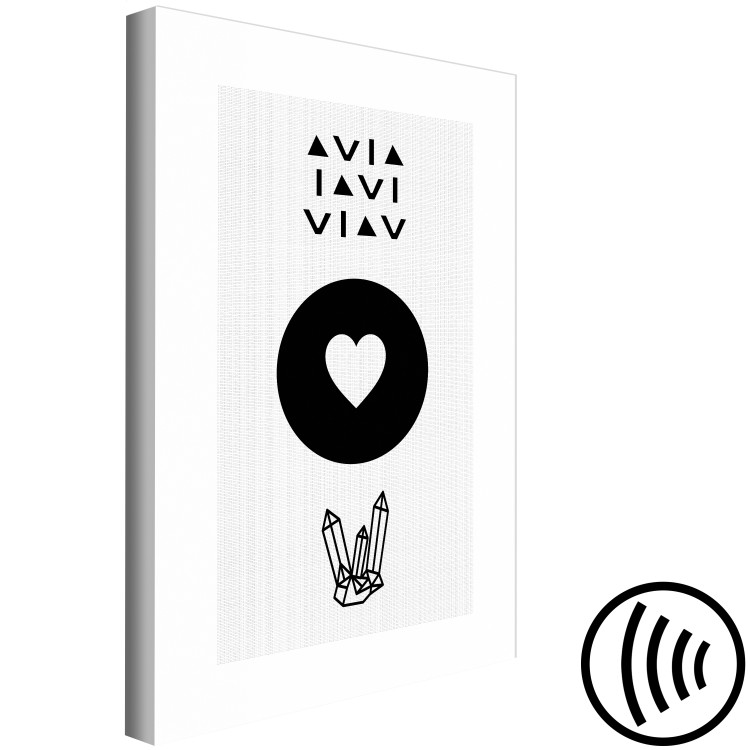 Canvas Art Print Graphic heart - crystals and graphics in black and white 117303 additionalImage 6
