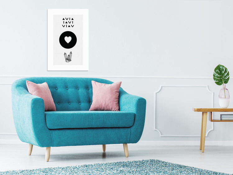 Canvas Art Print Graphic heart - crystals and graphics in black and white 117303 additionalImage 3