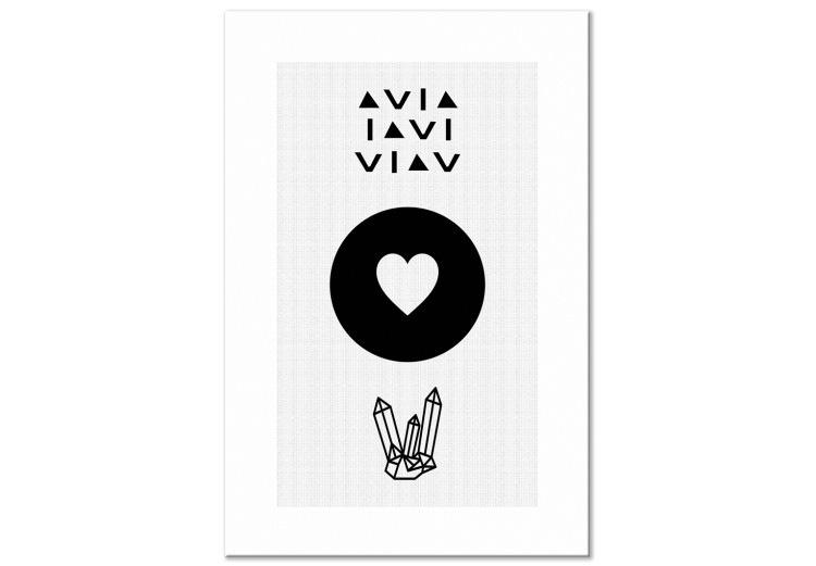 Canvas Art Print Graphic heart - crystals and graphics in black and white 117303