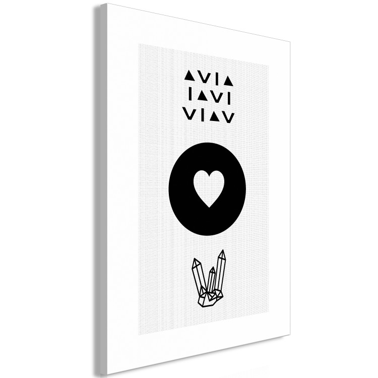 Canvas Art Print Graphic heart - crystals and graphics in black and white 117303 additionalImage 2