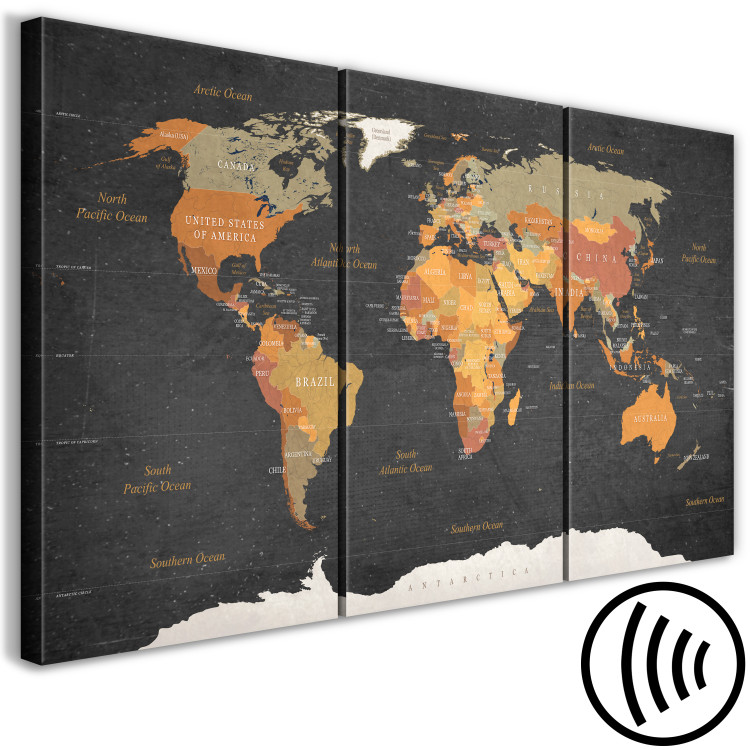 Canvas Print World Map: Secrets of the Earth (3 Parts) 122203 additionalImage 6