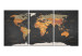 Canvas Print World Map: Secrets of the Earth (3 Parts) 122203