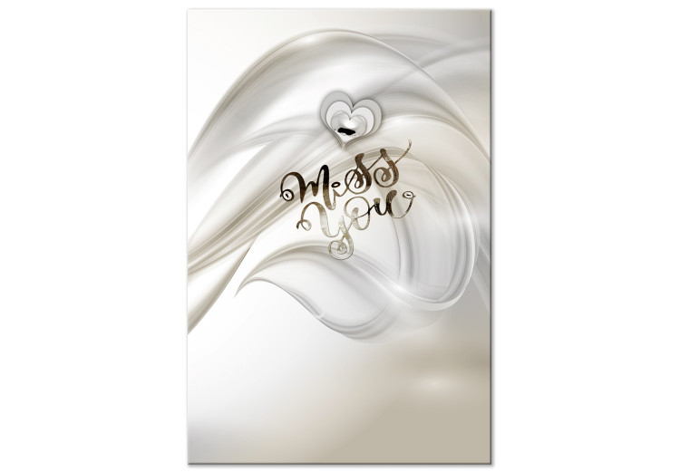 Canvas Art Print With longing - a romantic lettering in English on a pearl background 122803