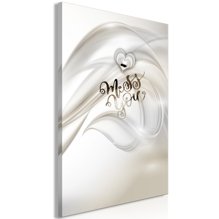 Canvas Art Print With longing - a romantic lettering in English on a pearl background 122803 additionalImage 2
