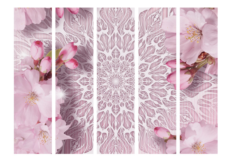 Room Divider Screen Pastel Mandala II - pink flower motif on a background of oriental patterns 123303 additionalImage 3