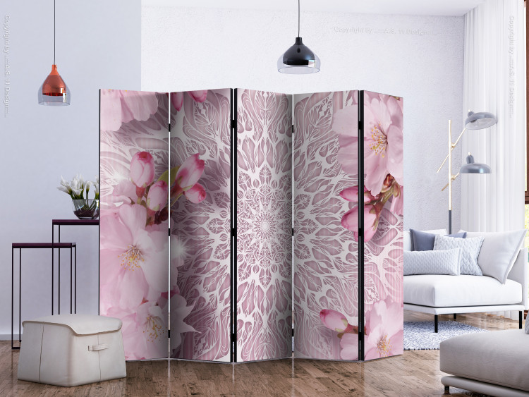 Room Divider Screen Pastel Mandala II - pink flower motif on a background of oriental patterns 123303 additionalImage 2