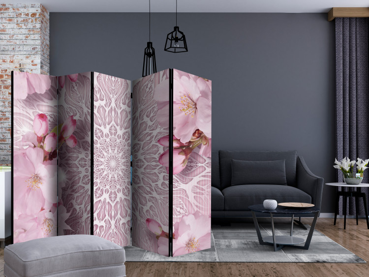 Room Divider Screen Pastel Mandala II - pink flower motif on a background of oriental patterns 123303 additionalImage 4