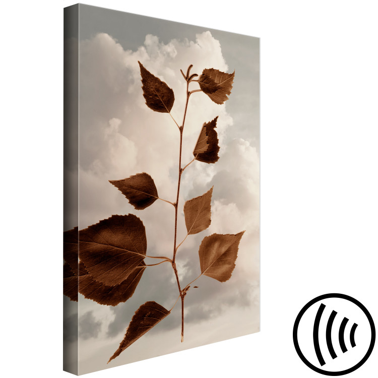 Canvas Autumn twig against the sky - botanical motif with white clouds 123603 additionalImage 6