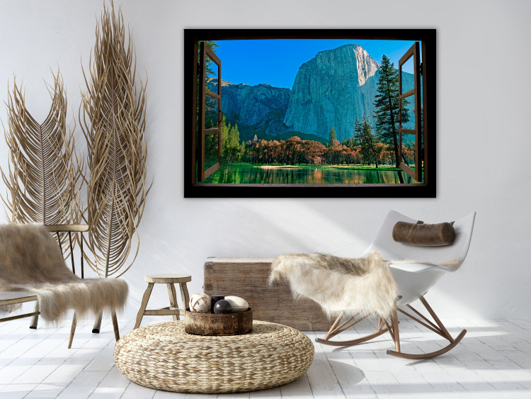 Canvas Art Print Open window mountain view - mountain landscape seen from house depth 125003 additionalImage 3