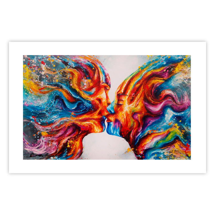 Poster Hot Kiss - abstract romantic couple on a white background 127203 additionalImage 25