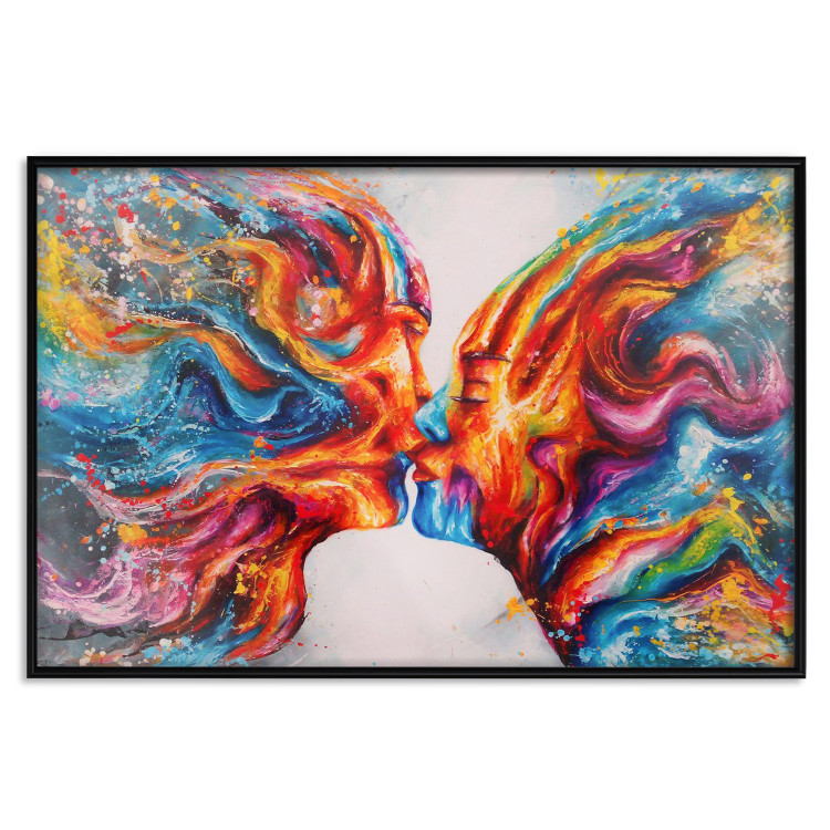 Poster Hot Kiss - abstract romantic couple on a white background 127203 additionalImage 17