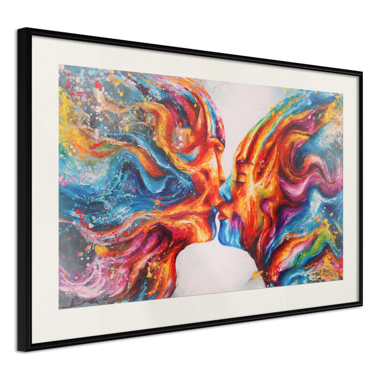 Poster Hot Kiss - abstract romantic couple on a white background 127203 additionalImage 2