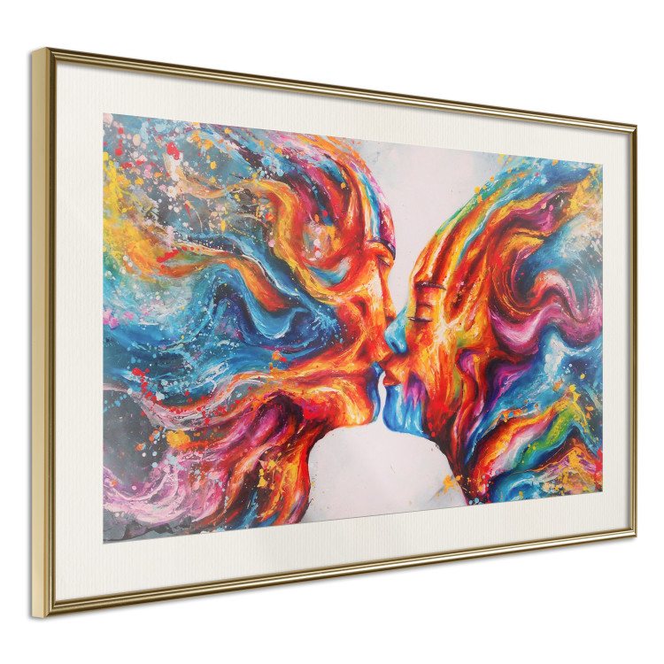 Poster Hot Kiss - abstract romantic couple on a white background 127203 additionalImage 3