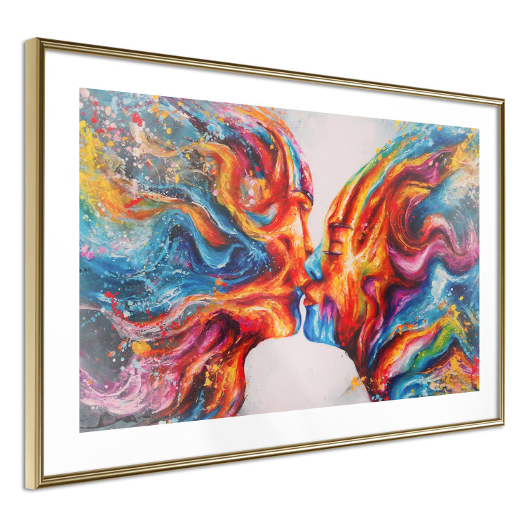 Poster Hot Kiss - abstract romantic couple on a white background 127203 additionalImage 9