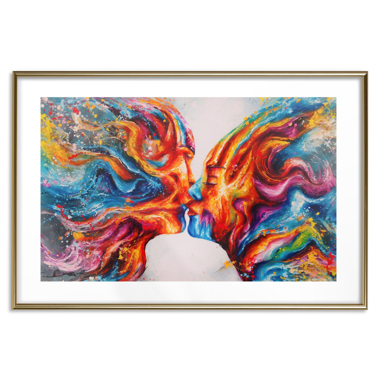 Poster Hot Kiss - abstract romantic couple on a white background 127203 additionalImage 14