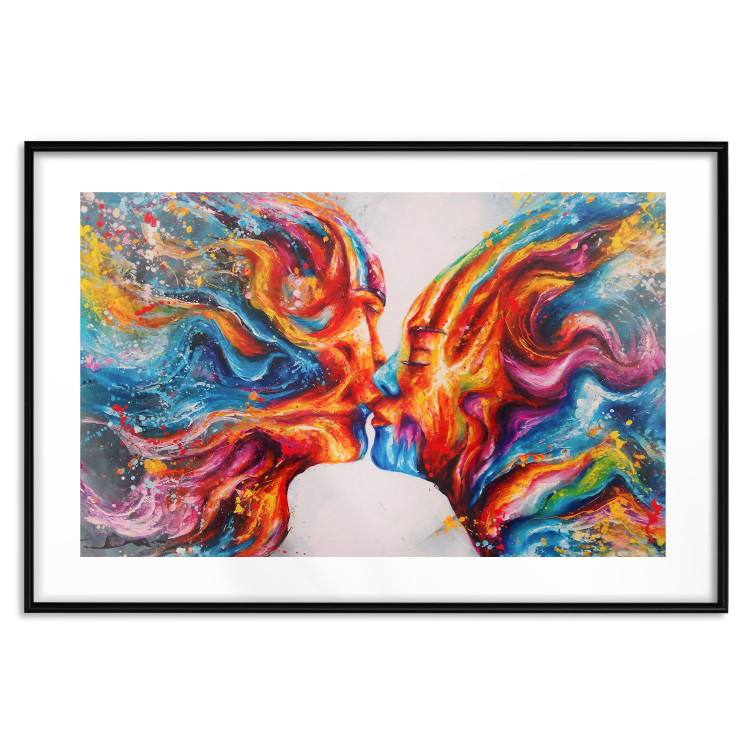 Poster Hot Kiss - abstract romantic couple on a white background 127203 additionalImage 18